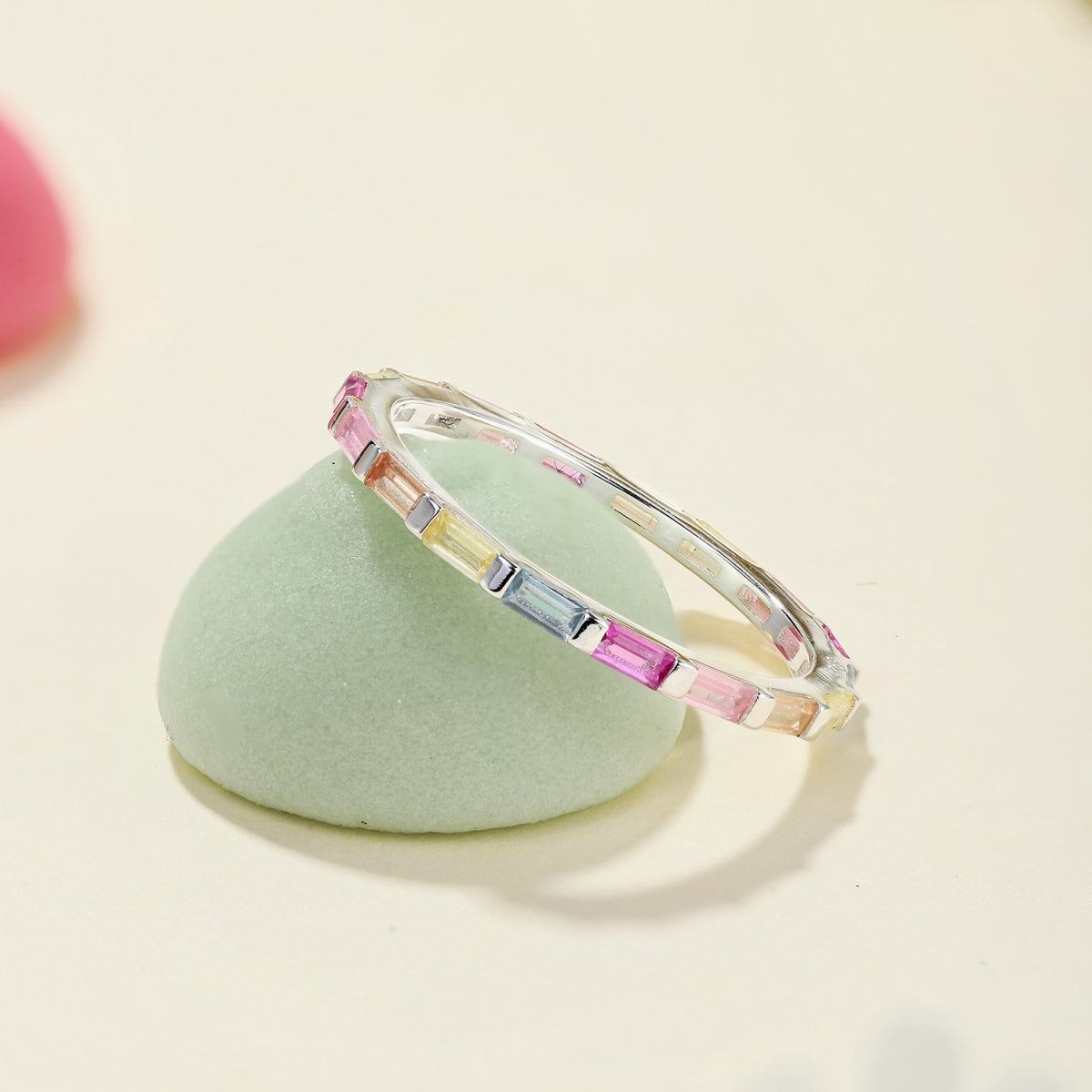 [Revel Jewelry]Exquisite Multicolored Emerald Cut Daily Ring