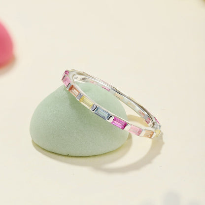 [Revel Jewelry]Exquisite Multicolored Emerald Cut Daily Ring