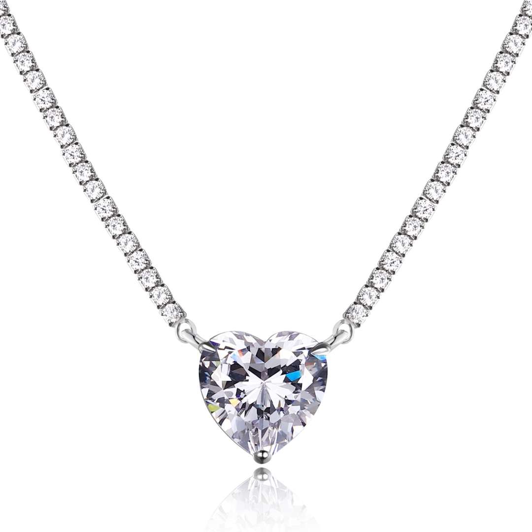 [Revel Jewelry]8.0 Carat Versatile Colorful Sweet Heart-Shaped Tennis Necklace