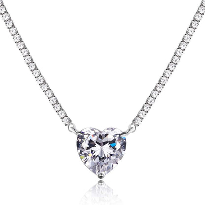 [Revel Jewelry]8.0 Carat Versatile Colorful Sweet Heart-Shaped Tennis Necklace