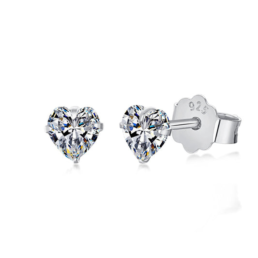 [Revel Jewelry]Sparkling Heart Shaped Simple Earrings