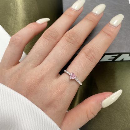 [Revel Jewelry]0.5 Carat CaratEternity Charming Heart Shape Lover Ring