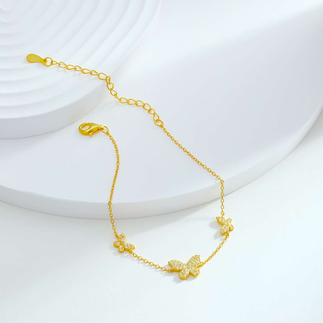 [Revel Jewelry]Delicate Butterfly Pendant Bracelet