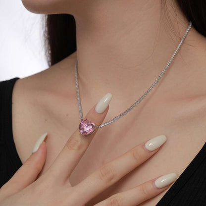 [Revel Jewelry]8.0 Carat Versatile Colorful Sweet Heart-Shaped Tennis Necklace