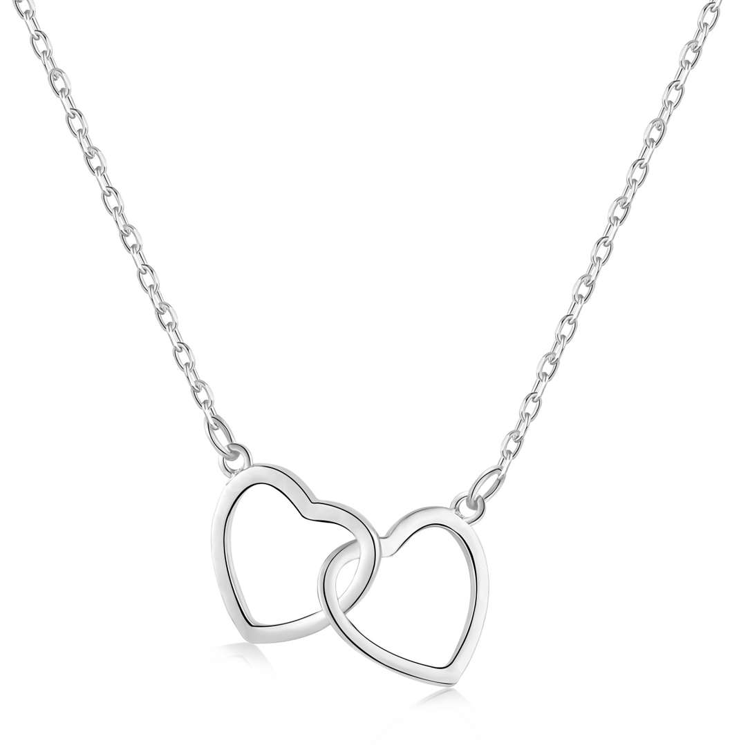 [Revel Jewelry]Sterling Silver Love Double Ring Necklace