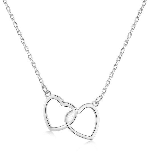 [Revel Jewelry]Sterling Silver Love Double Ring Necklace