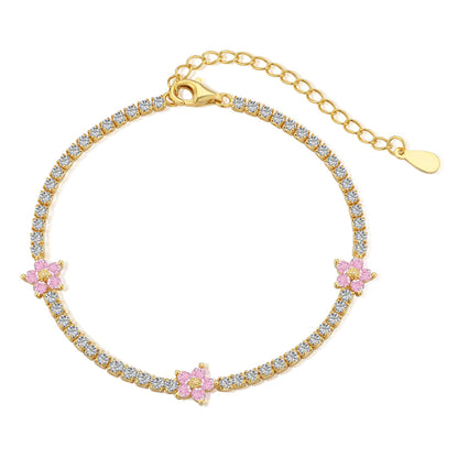 [Revel Jewelry]Sparkling Flower Shape Tennis Bracelet