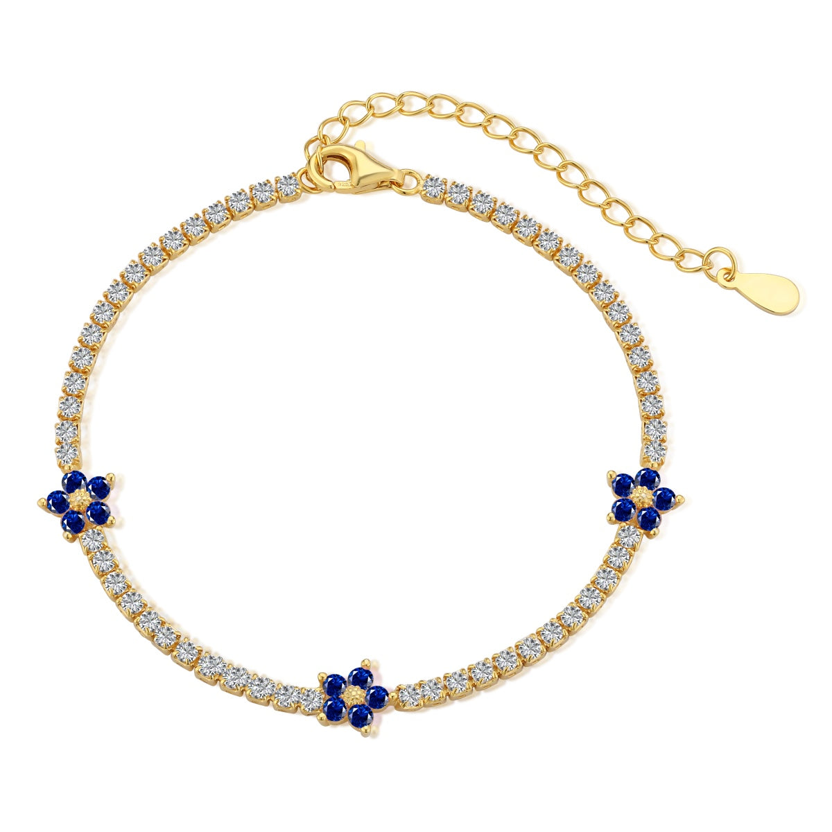 [Revel Jewelry]Sparkling Flower Shape Tennis Bracelet
