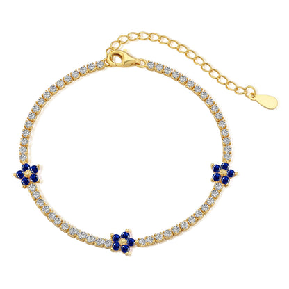 [Revel Jewelry]Sparkling Flower Shape Tennis Bracelet