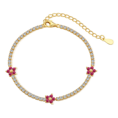 [Revel Jewelry]Sparkling Flower Shape Tennis Bracelet
