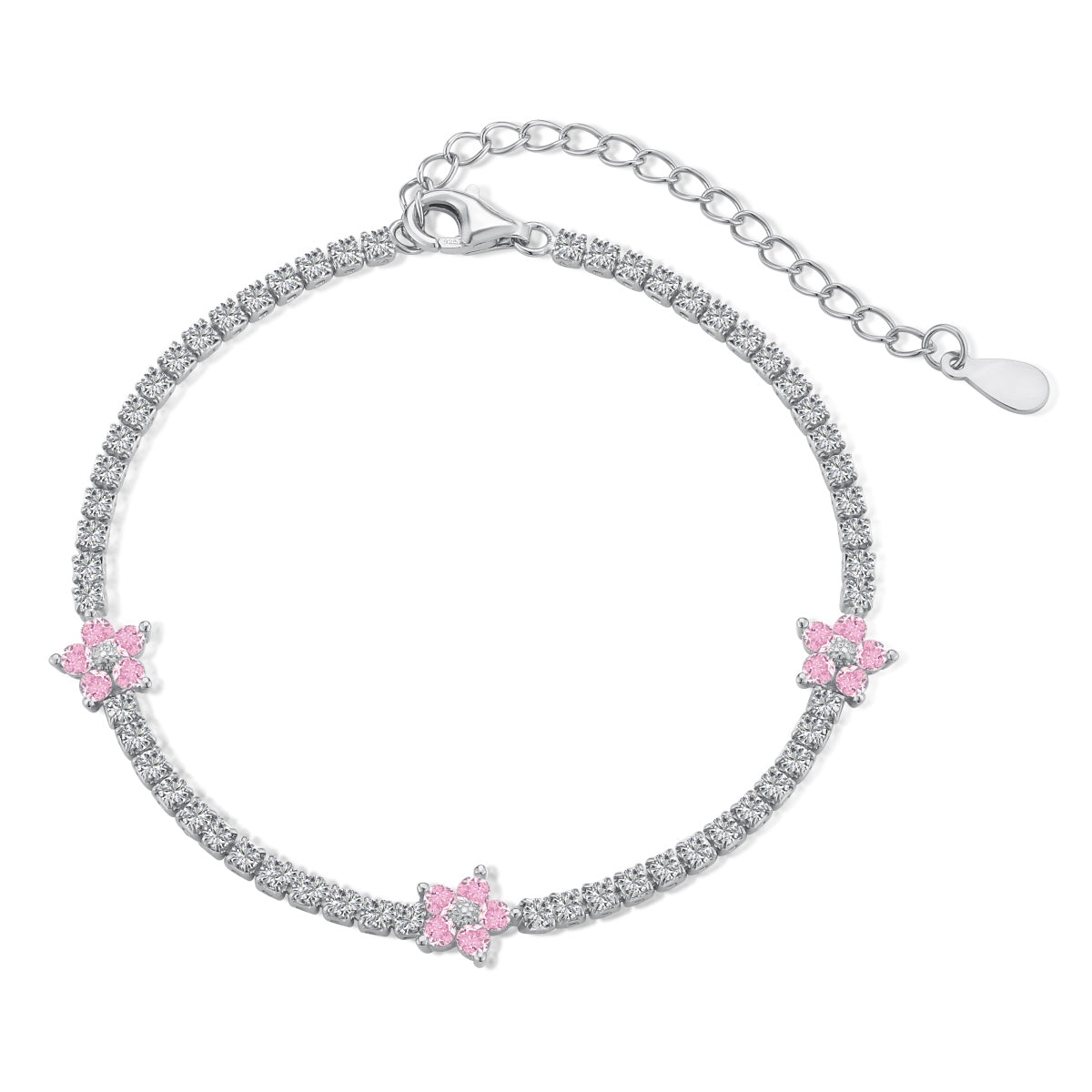 [Revel Jewelry]Sparkling Flower Shape Tennis Bracelet