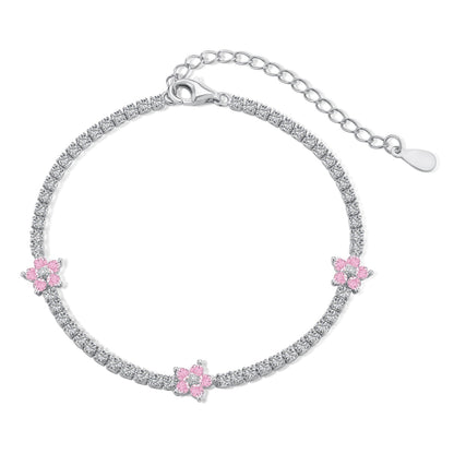 [Revel Jewelry]Sparkling Flower Shape Tennis Bracelet