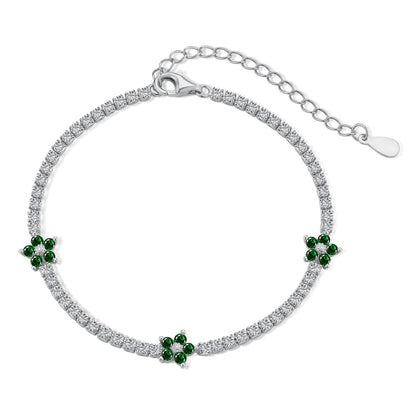 [Revel Jewelry]Sparkling Flower Shape Tennis Bracelet