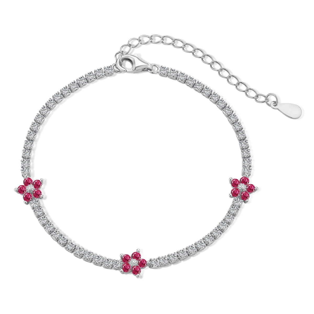 [Revel Jewelry]Sparkling Flower Shape Tennis Bracelet