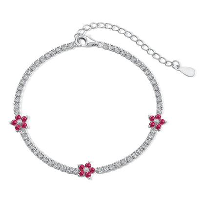 [Revel Jewelry]Sparkling Flower Shape Tennis Bracelet
