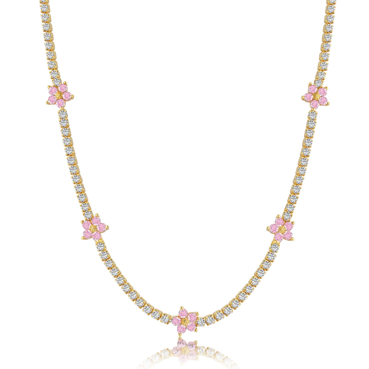 [Revel Jewelry]Luxuriöse Bunte Blumen-Tennis-Halskette