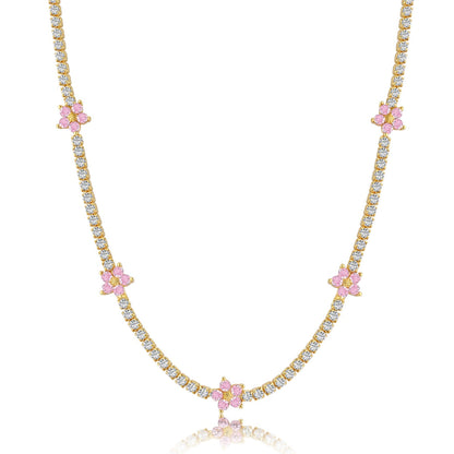 [Revel Jewelry]Luxuriöse Bunte Blumen-Tennis-Halskette