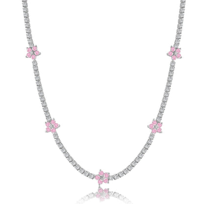 [Revel Jewelry]Luxuriöse Bunte Blumen-Tennis-Halskette