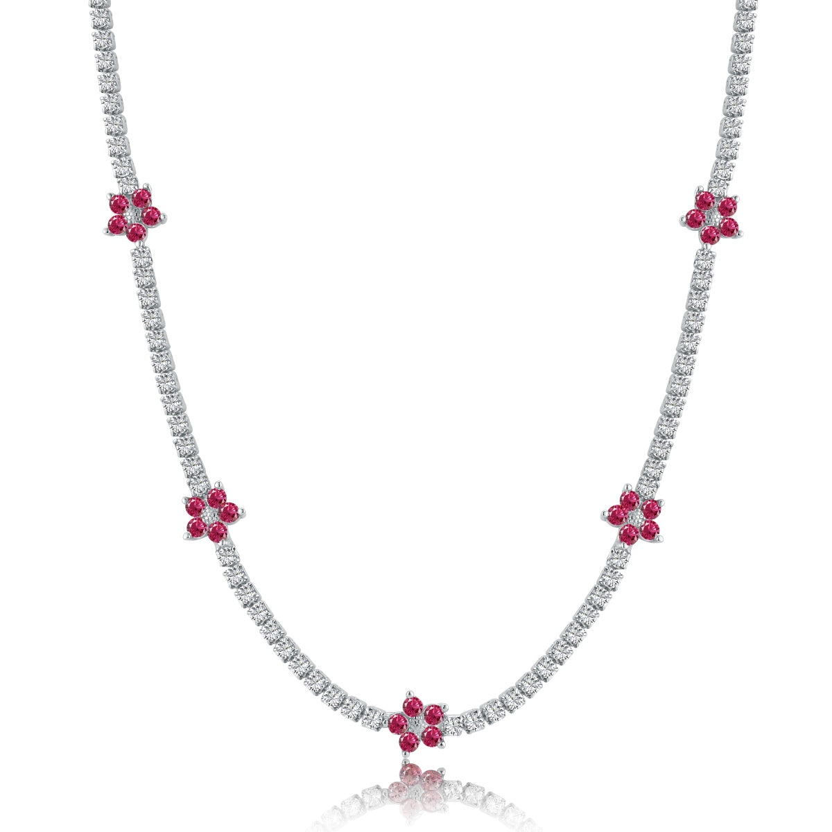[Revel Jewelry]Luxuriöse Bunte Blumen-Tennis-Halskette
