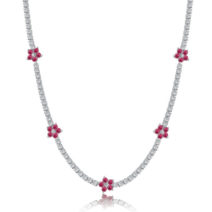 [Revel Jewelry]Luxuriöse Bunte Blumen-Tennis-Halskette