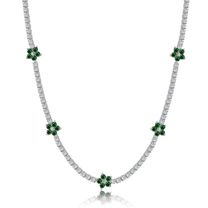 [Revel Jewelry]Luxuriöse Bunte Blumen-Tennis-Halskette