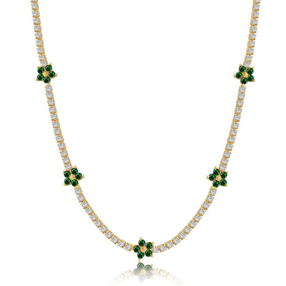 [Revel Jewelry]Luxuriöse Bunte Blumen-Tennis-Halskette