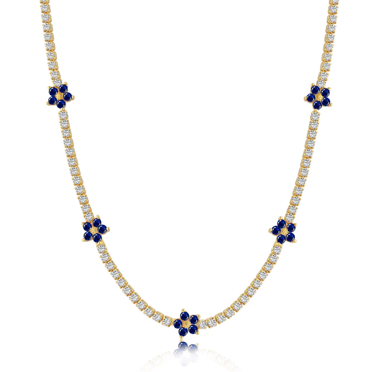 [Revel Jewelry]Luxuriöse Bunte Blumen-Tennis-Halskette