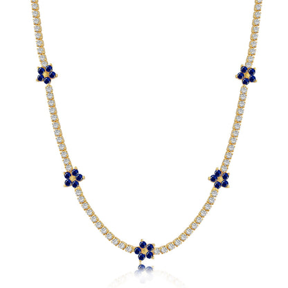 [Revel Jewelry]Luxuriöse Bunte Blumen-Tennis-Halskette