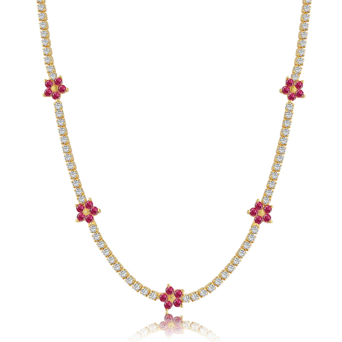 [Revel Jewelry]Luxuriöse Bunte Blumen-Tennis-Halskette