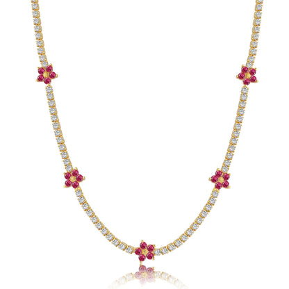 [Revel Jewelry]Luxuriöse Bunte Blumen-Tennis-Halskette