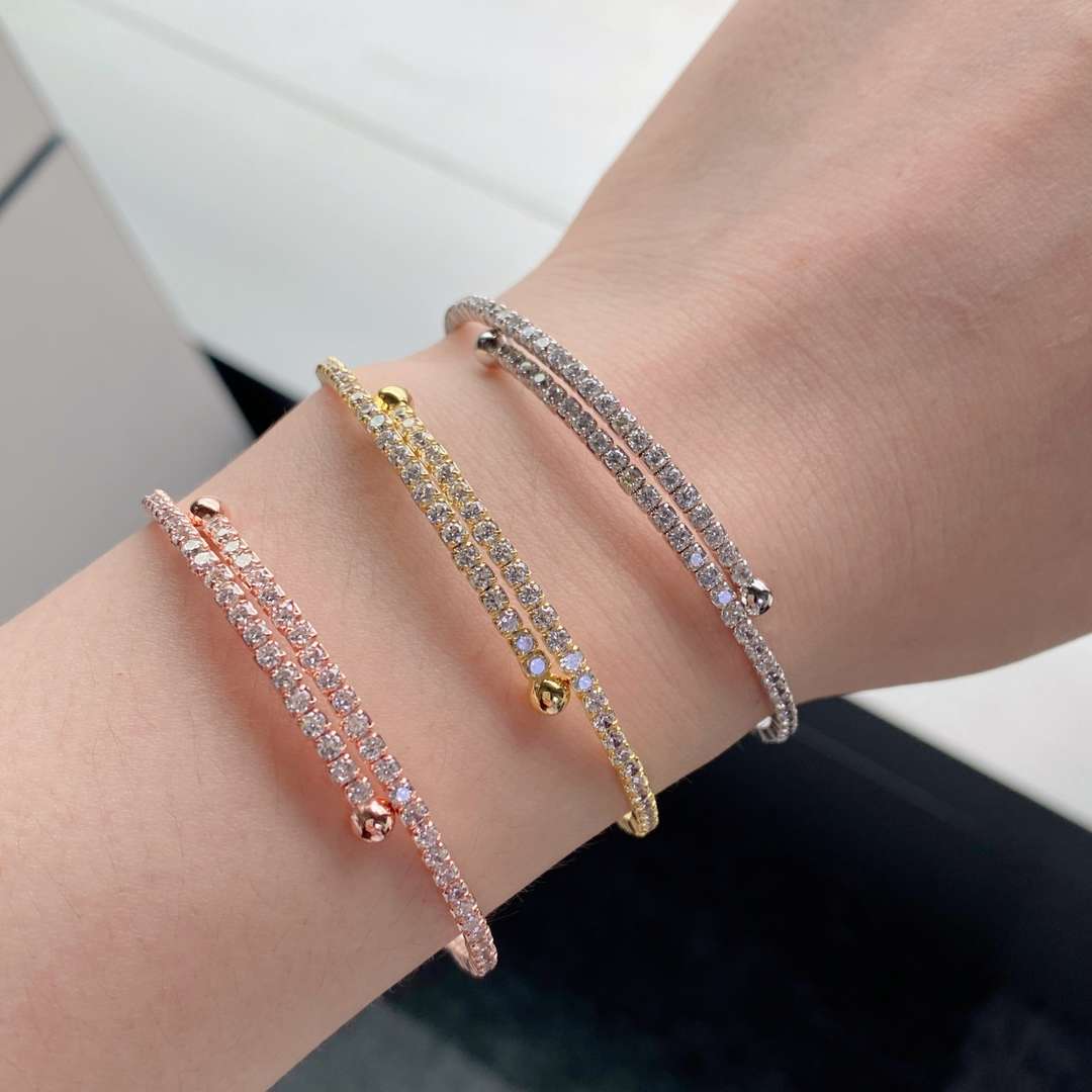 [Revel Jewelry]Row of Diamonds Round Fashion Bracelet