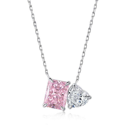 [Revel Jewelry]Dazzling Square & Heart Shape Necklace