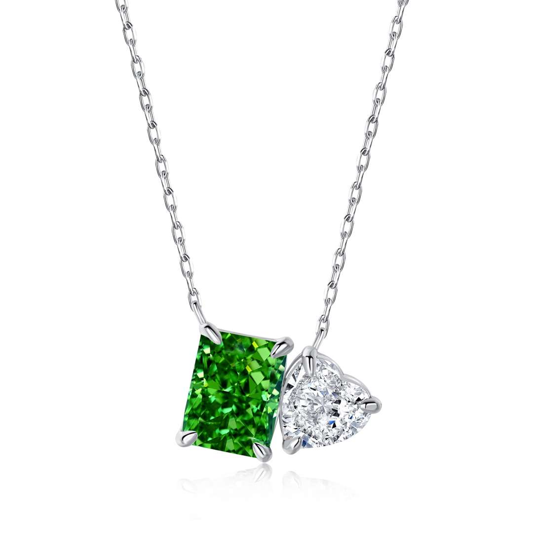 [Revel Jewelry]Dazzling Square & Heart Shape Necklace