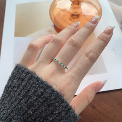 [Revel Jewelry]Exquisite Colorful Round Cut Tennis Ring