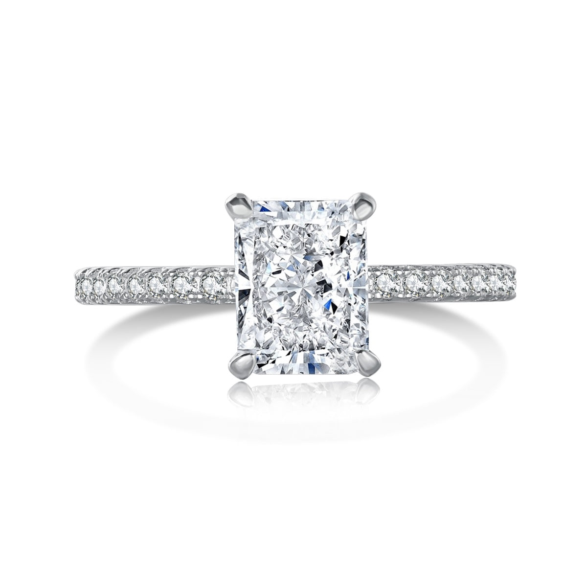 [Revel Jewelry]2.0 Carat Dazzling Sparkling Radiant Cut Party Ring