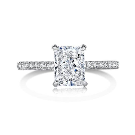 [Revel Jewelry]2.0 Carat Dazzling Sparkling Radiant Cut Party Ring
