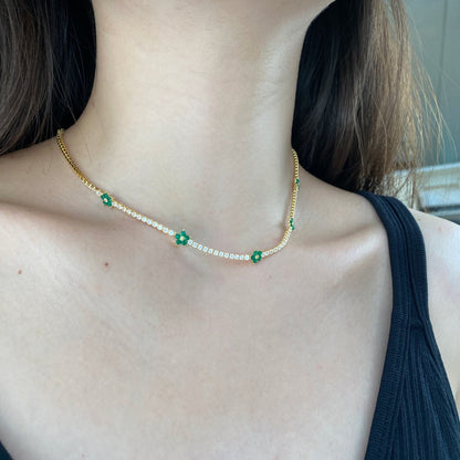 [Revel Jewelry]Luxuriöse Bunte Blumen-Tennis-Halskette