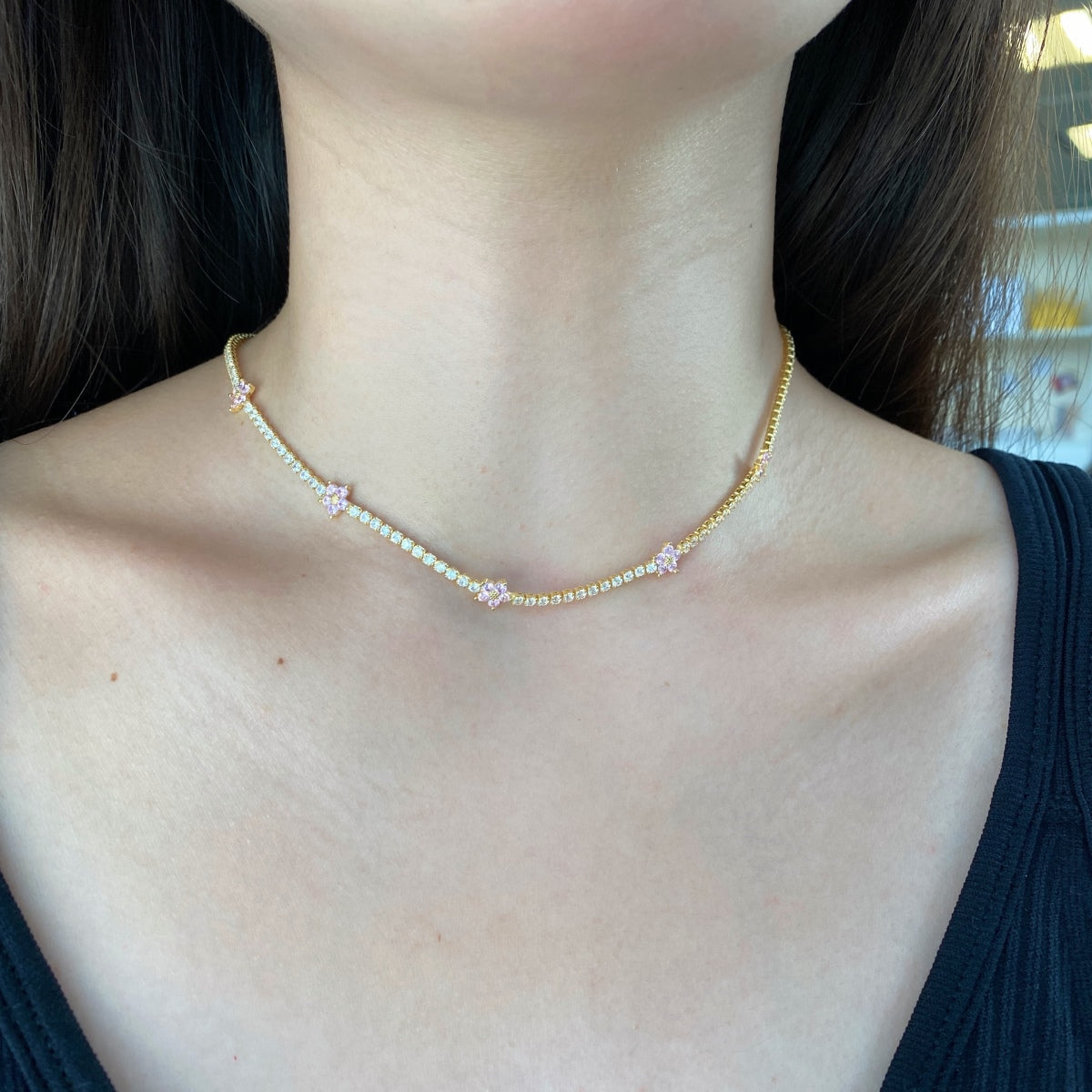 [Revel Jewelry]Luxuriöse Bunte Blumen-Tennis-Halskette