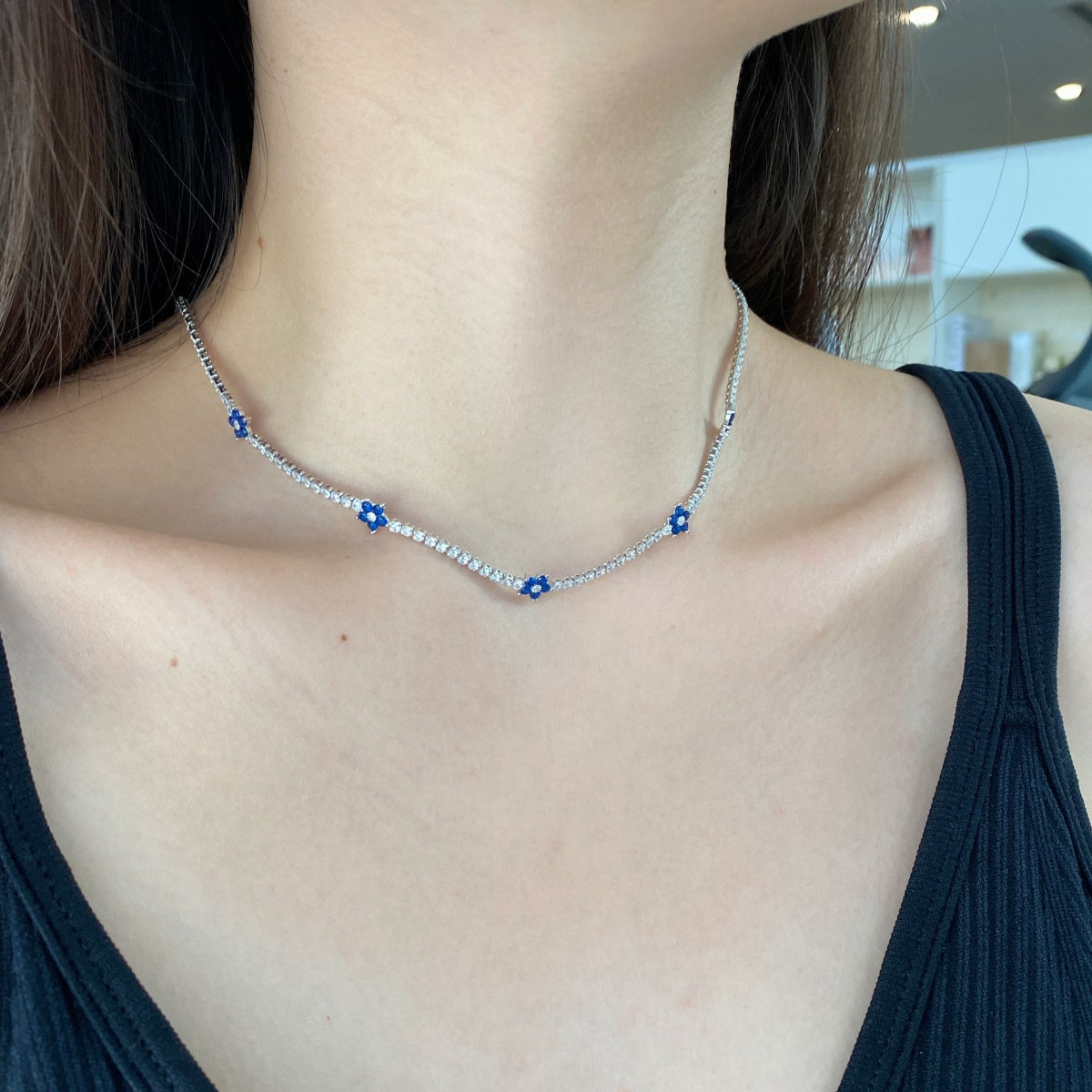 [Revel Jewelry]Luxuriöse Bunte Blumen-Tennis-Halskette