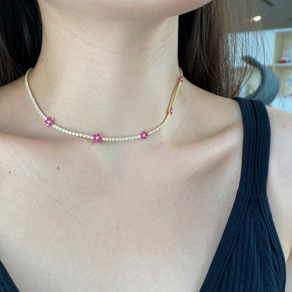 [Revel Jewelry]Luxuriöse Bunte Blumen-Tennis-Halskette