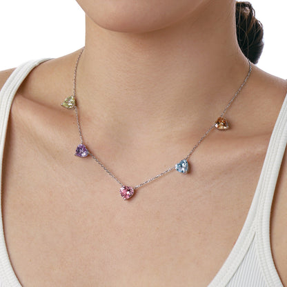 [Revel Jewelry]Sparkling Colorful Heart Cut Necklace
