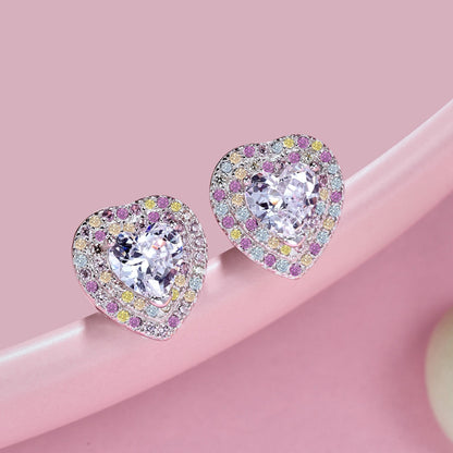[Revel Jewelry]Dazzling Heart Shape Lover Earrings