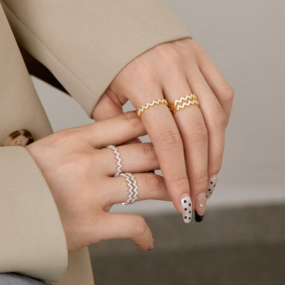 [Revel Jewelry]Delicate Enchanting Wave Shape Daily Ring