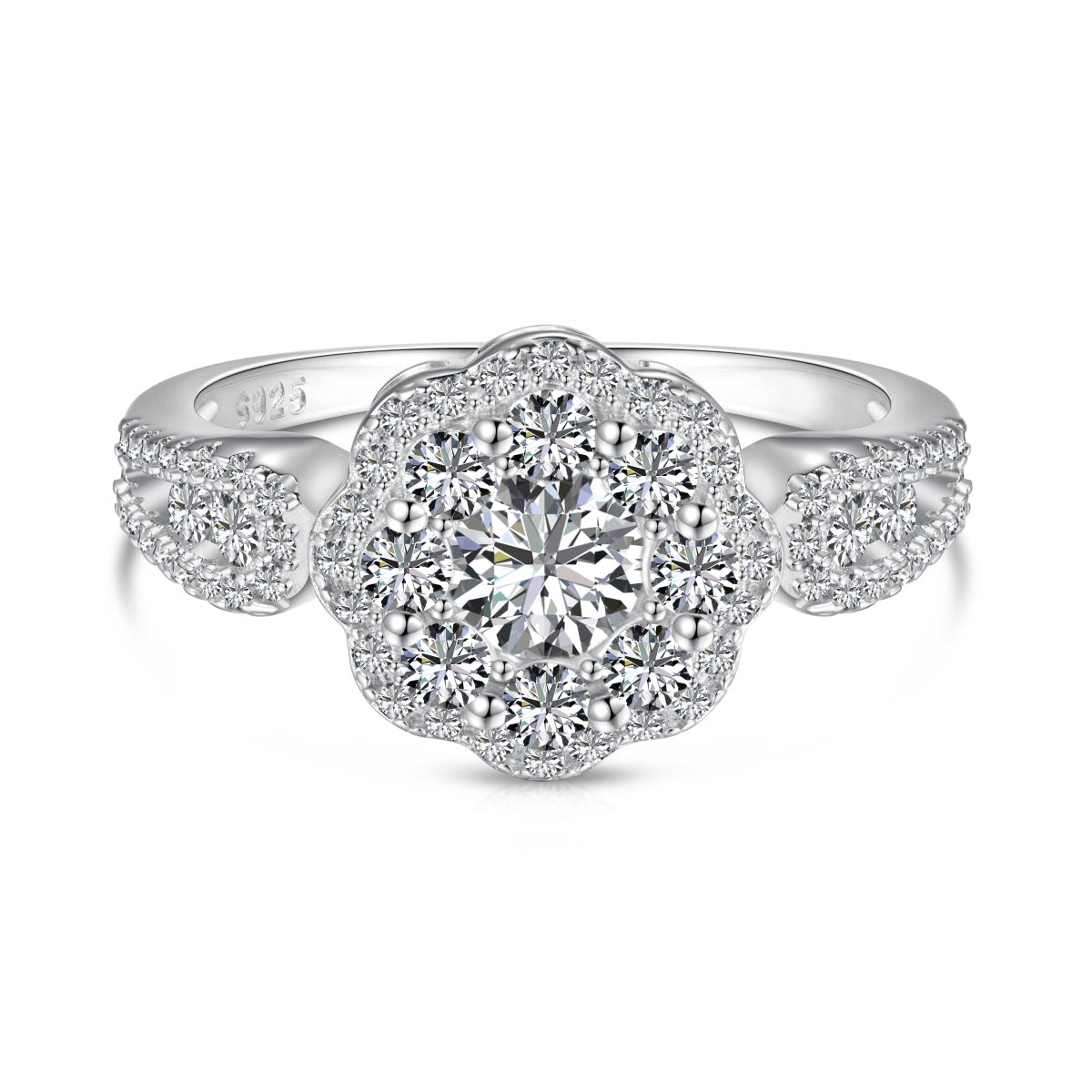 [Revel Jewelry]Delicate Colorful Round Cut Flower Shape Wedding Ring