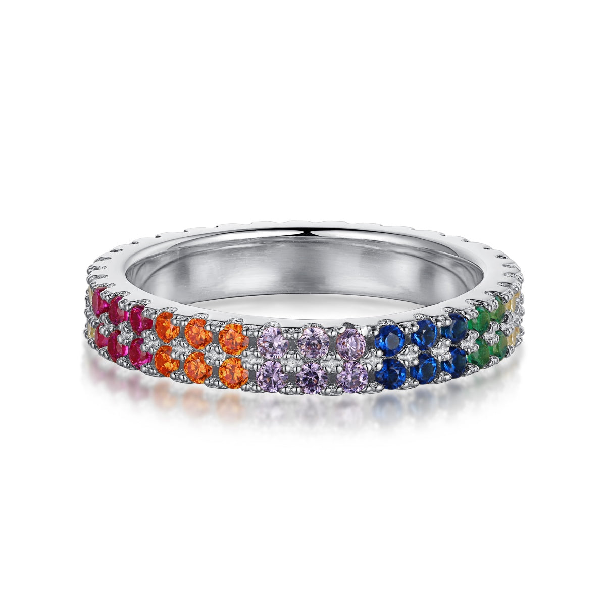 [Revel Jewelry]Unique Colorful Round Cut Tennis Ring