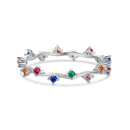 [Revel Jewelry]Radiant Colorful Round Cut Daily Ring