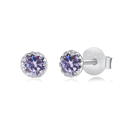 [Revel Jewelry]Sparkling Colorful Round Shape Earrings