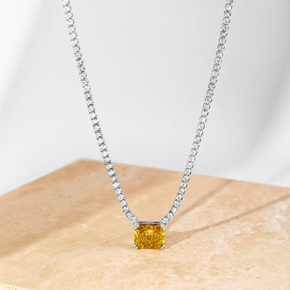 [Revel Jewelry]4.0 Carat Elegant Radiant Cut Necklace