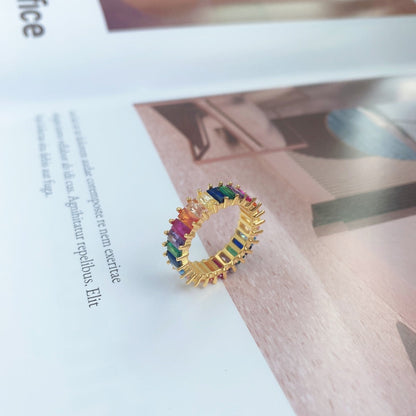 [Revel Jewelry]Unique Colorful Radiant Cut RIng