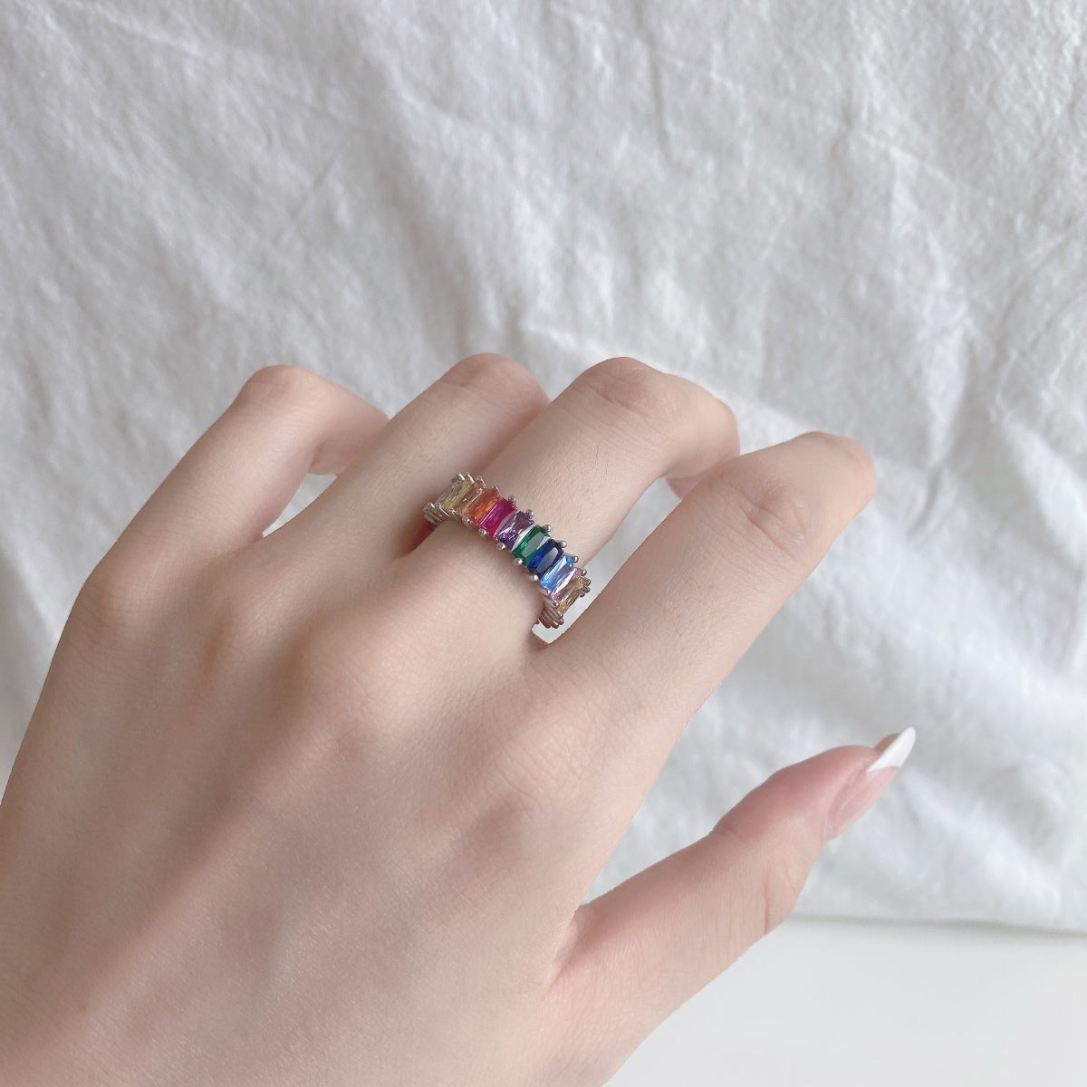 [Revel Jewelry]Unique Colorful Radiant Cut RIng